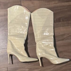 Schutz embossed cream boots
